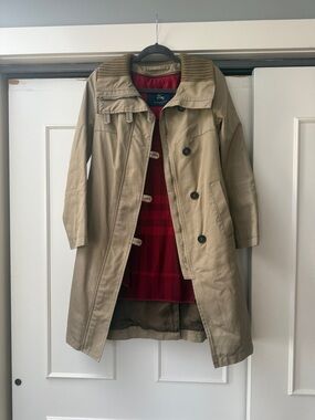 BURBERRY COTTON TWILL LONG JACKET COAT WITH REMOVABLE NOVA CHECK WOOL LINING